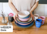 MÄSER 931736 serviesset voor 4 personen in vintage mediterrane look, gecombineerd servies met 16 stuks in zandgrijs, keramiek, zandgrijs