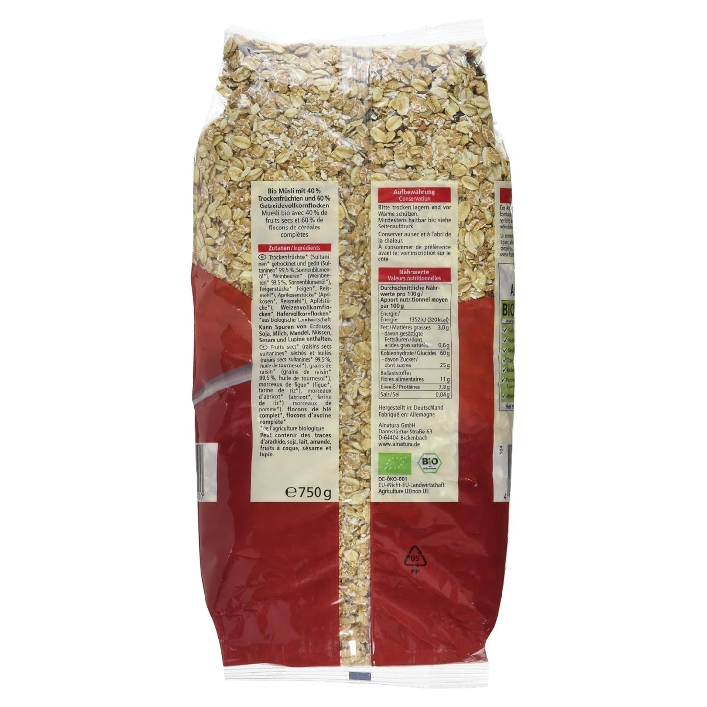 Muesli met biologisch fruit, 750g