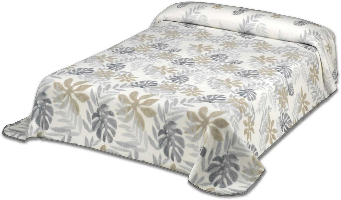 Bedrukte deken, groot volume, 100% polyester, 450 G/M², zacht, voor herfst/winter, Design Harmony N10, 170 x 240 cm, voor bedden van 90/105 cm, grijze dekbedden en dekbedden Naty Shop