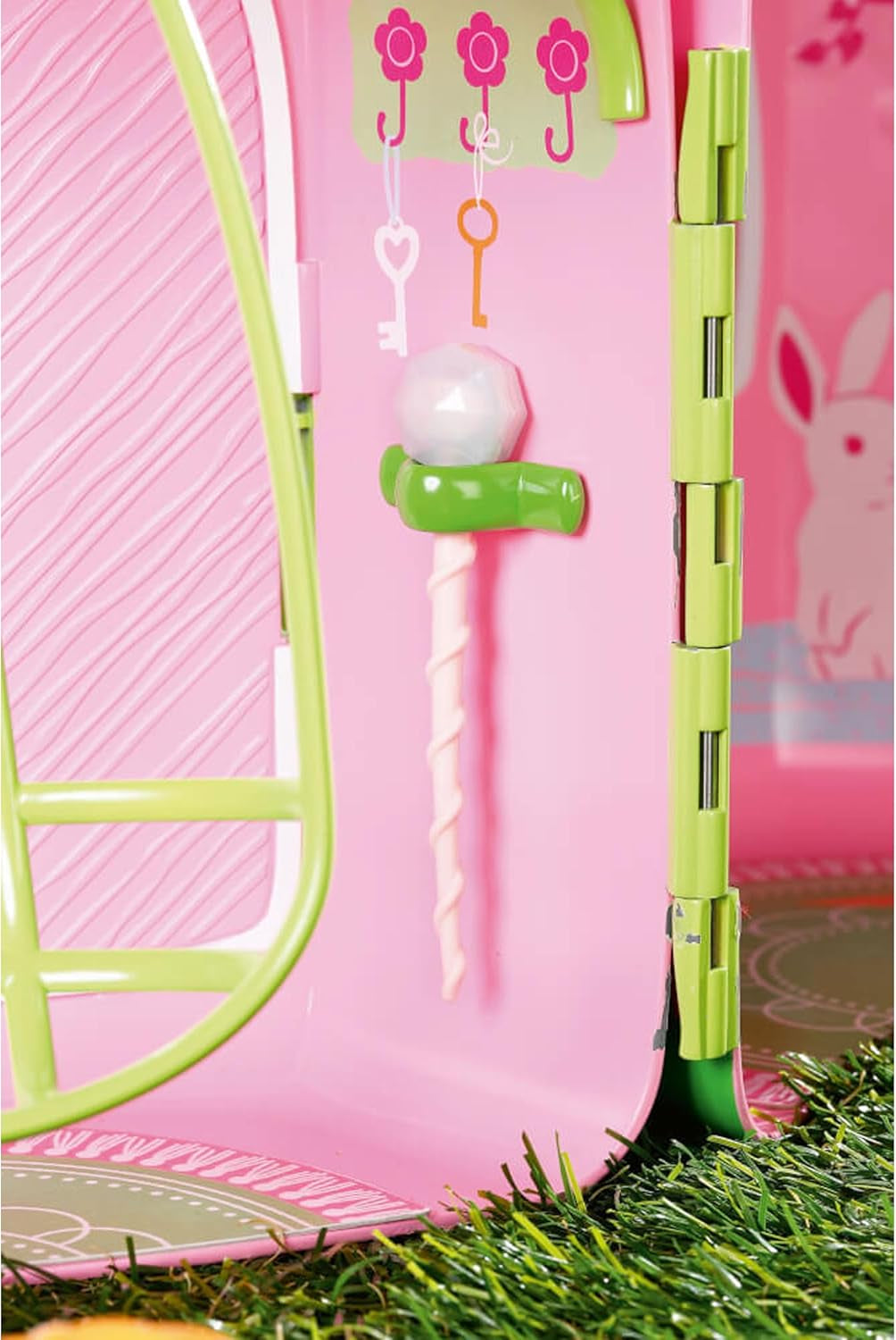 BABY Born Storybook Cottage, opvouwbaar poppenhuis voor poppen van 18 cm met tafel, open haard, chaise longue en telescoop, roze groen, 833803 Zapf Creation Poppenhuizen Naty Shop