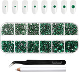 Beadsland 2500 stuks glas Nailart Strasssteine ​​Kristall Flatback Edelsteine ​​Runde, voor handwerk Gemischt 8 Größen SS4 ~ SS30 Mit Picking Pinzette en Stift (Kristall Weiss)