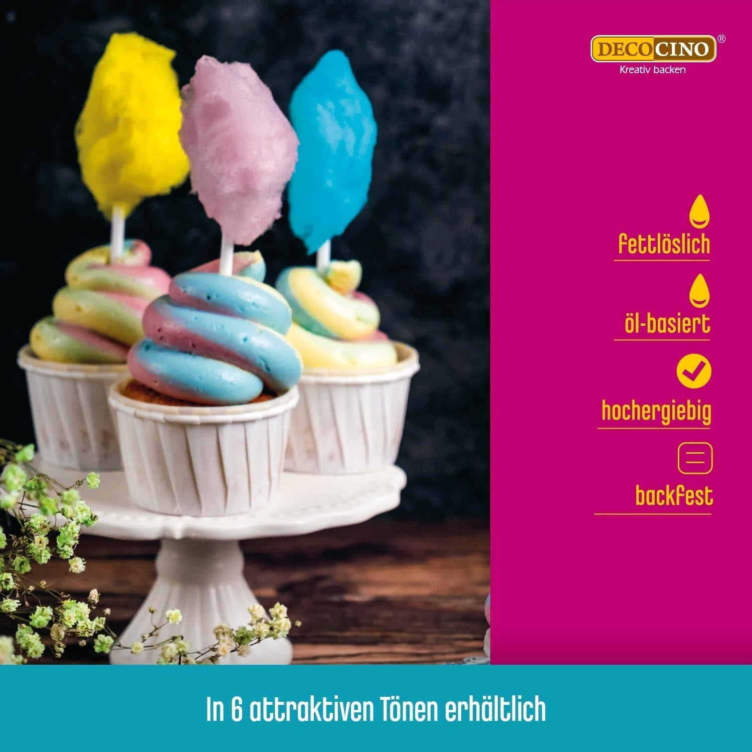 DECOCINO Gele vetoplosbare kleurpasta - 15 g - Voedselkleuring op oliebasis, ideaal voor het kleuren van chocolade, botercrème, fondant of koekjesdeeg