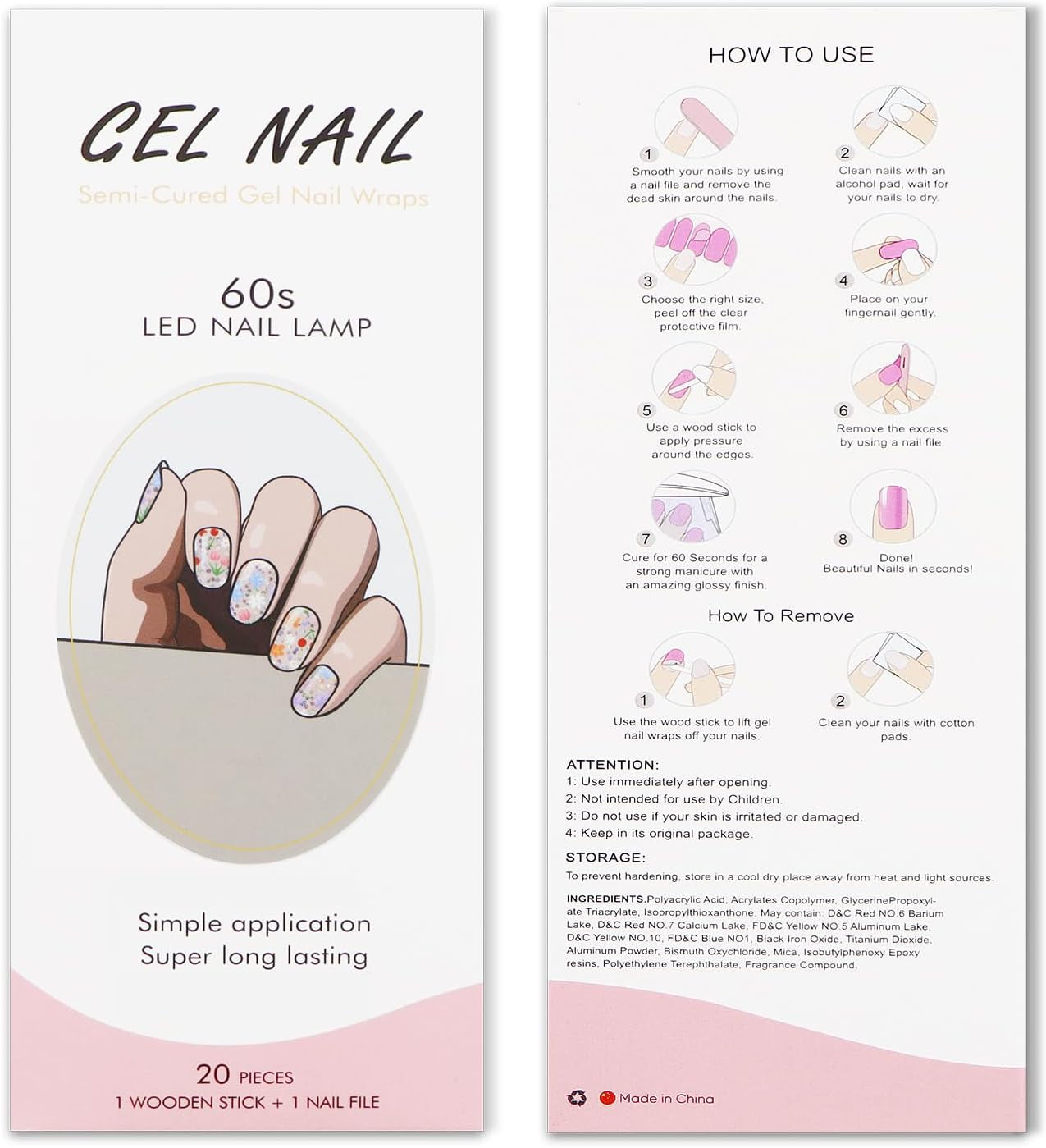 JMEOWIO Nagelfolie UV Hartend Bunter Blumenglitzer UV Gel Nail Strips Nagelsticker Nagelaufkleber Nail Art Decoratie Nageldesign Zubehör