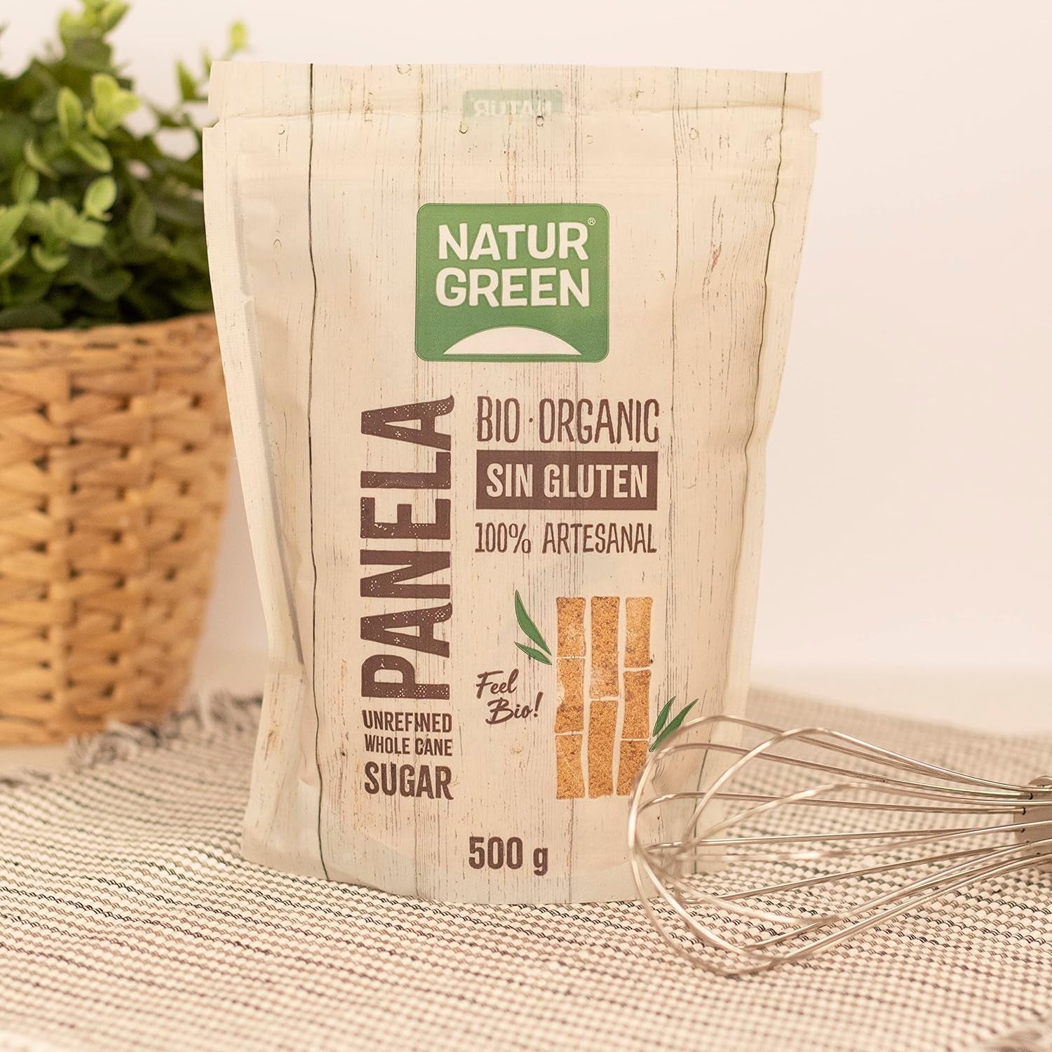 - Biologisch gekristalliseerd paneel, pure suiker, ecologische zoetstof, natuurlijk suikerrietsap - 500 g, pakje van 12 zoetstoffen Naty Shop