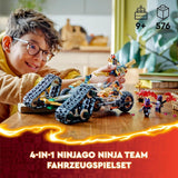 LEGO NINJAGO Ninja Team Combi Caterpillar 4 in 1 set met zweefvliegtuig, racewagen en 2 motorfietsen en 6 minifiguren Cadeau voor jongens en meisjes Ninja speelgoed 71820 Bouwsets Besuche in LEGO-Store