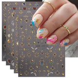 JMEOWIO Nagelsticker Herz Mond Stern 9 Blatt Nail Art Sticker Selbstklebend Nagelaufkleber Bunt Decoratie Nageldesign Zubehör