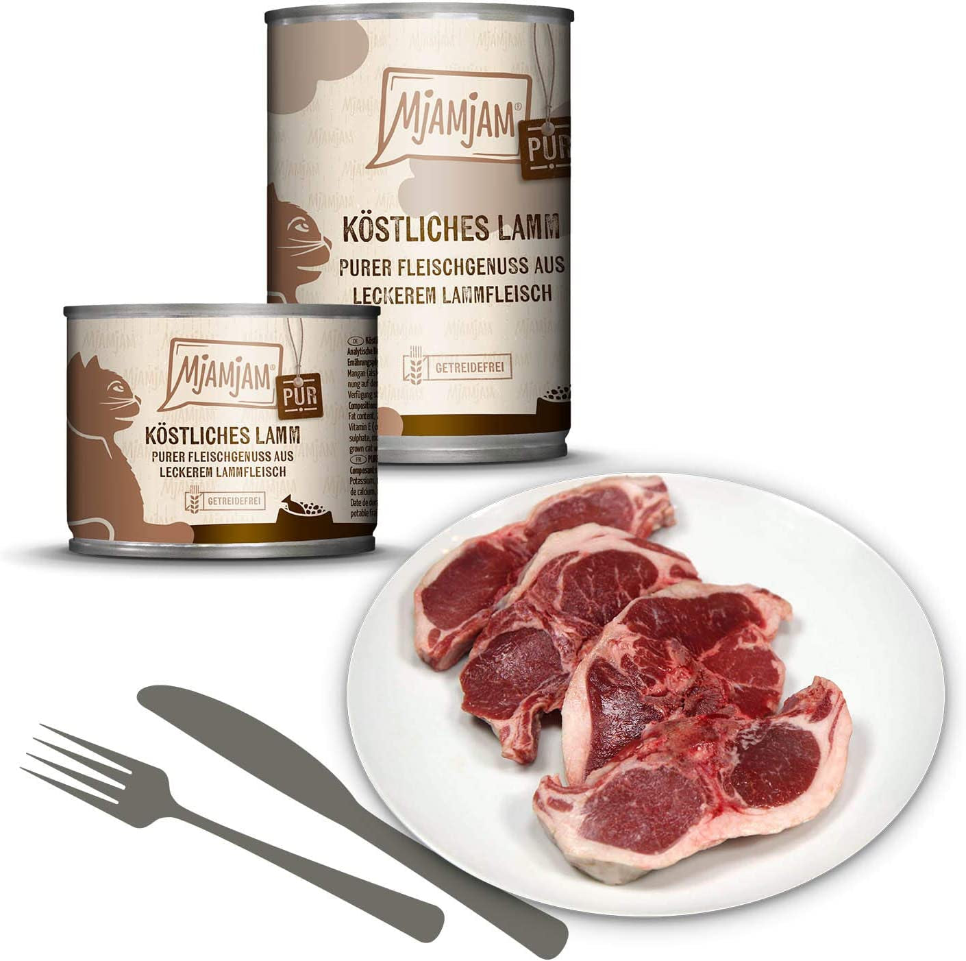 MjAMjAM - Premium natvoer voor katten - Pack Mix V - Pure Meat Delight 6 Pack (6 x 400 g) Graanvrij met extra vlees