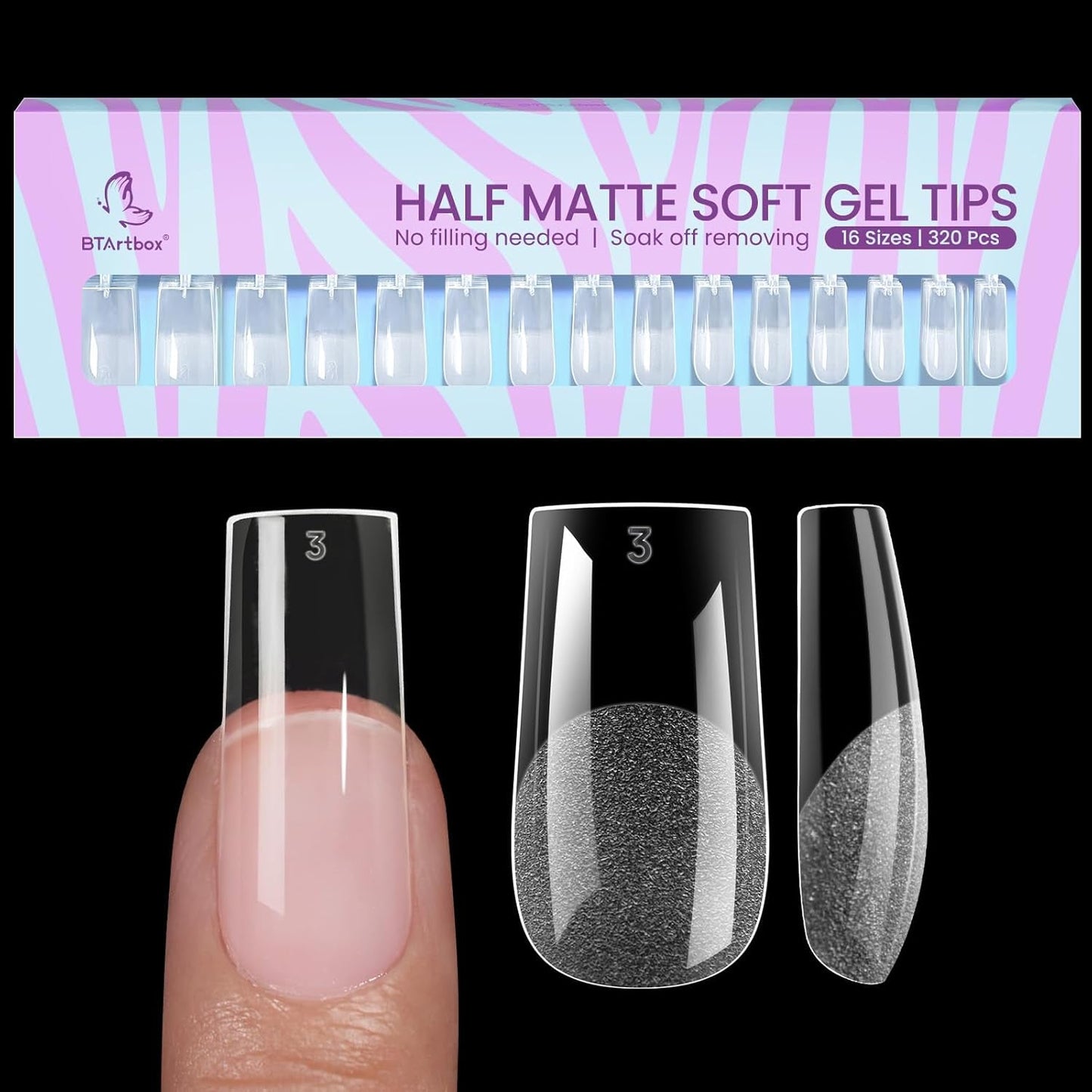 Btartbox Extra Korte Amandelnageltips - Volledige dekking Gel X Soft XS Gelnageltips - Voorgevormde semi-matte voor brede nagels Salon 320 stuks