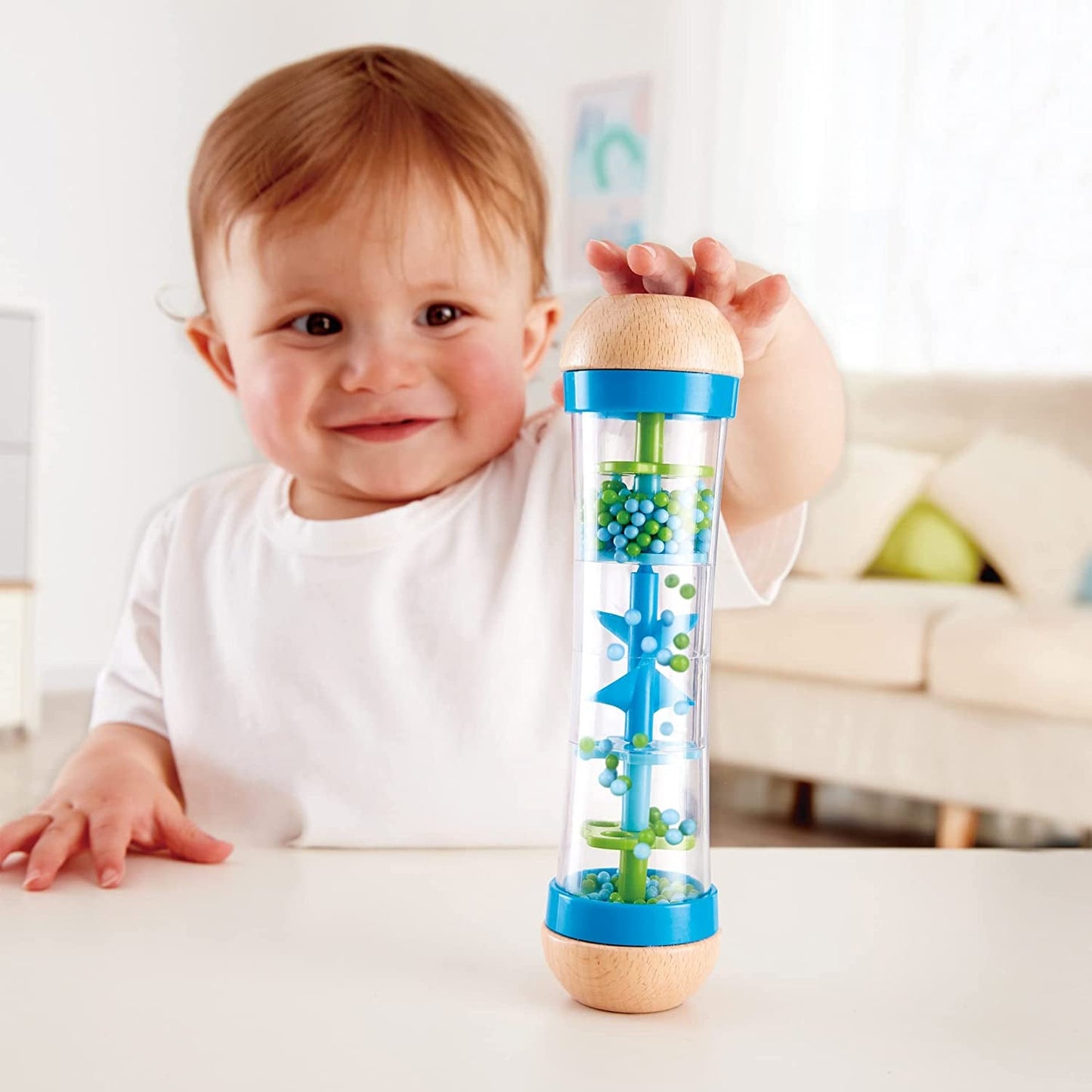 Hape regenmaker | mini muzikaal speelgoed met houten belletjes, blauw Toys Bebe Naty Shop