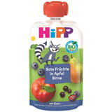 HiPP Bio Quetschie Frucht Plus Rote Früchte in Apfel Birne plus Eisen - Willi Waschbär (8 x 100g), ab 1 Jahr, 100% Fruchtpüree, ohne Zuckerzusatz, veganistisch, in de beste Bio-Kwalität