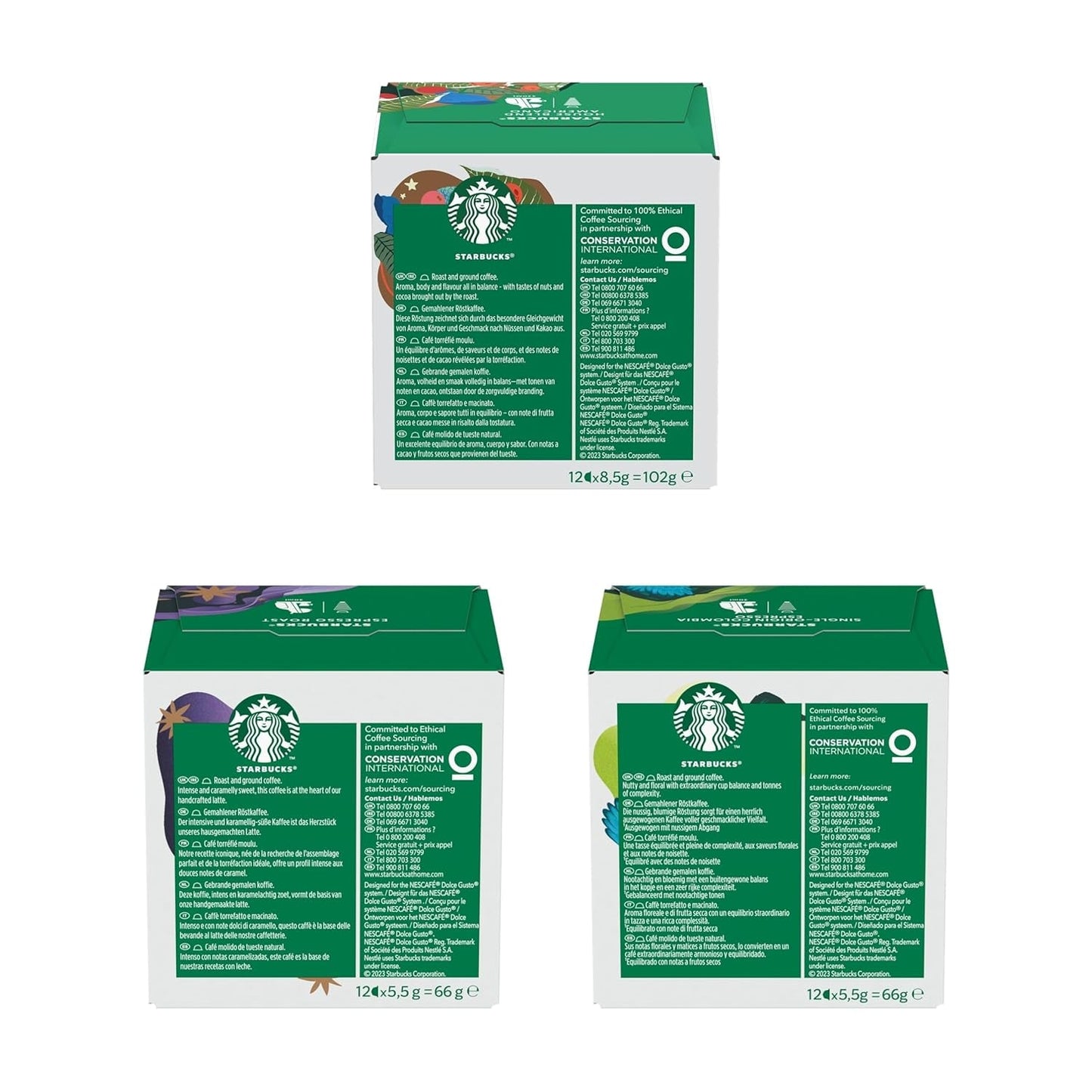 STARBUCKS Probierset, Espresso-Varianten van Nescafé Dolce Gusto Kaffeekapseln 6 x 12 (72 Kapseln) - Exclusief bij Amazon