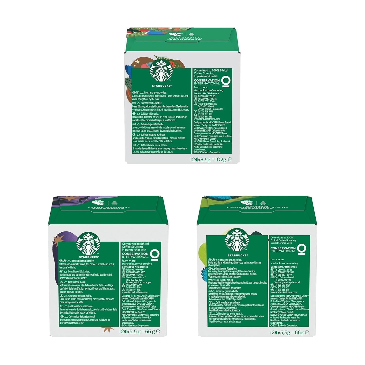 STARBUCKS Probierset, Espresso-Varianten van Nescafé Dolce Gusto Kaffeekapseln 6 x 12 (72 Kapseln) - Exclusief bij Amazon