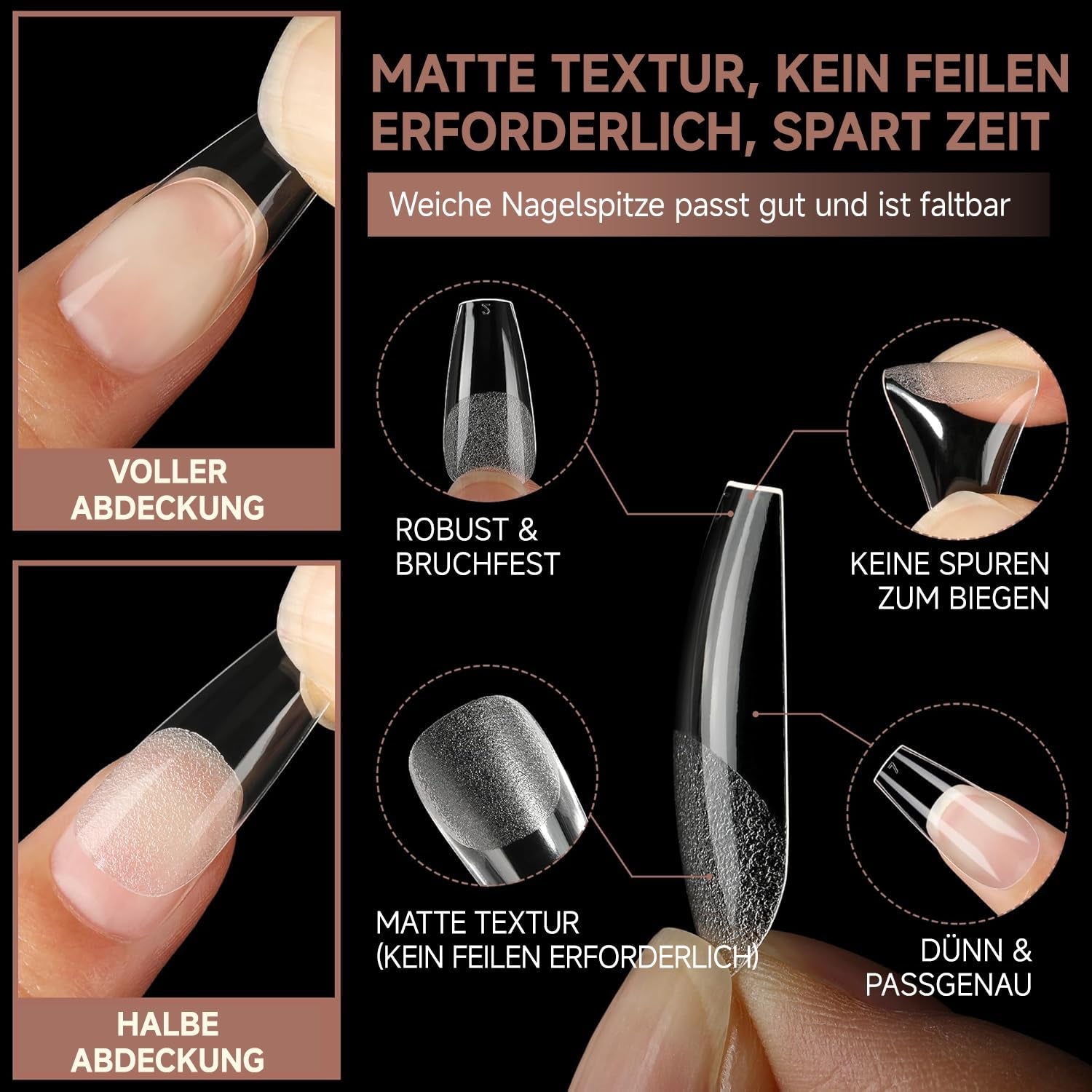 Ballerina Gel Nagel Tips 216 stks 12 Maten Zachte Gel Nagel Tips Volledige Dekking Nagelverlenging Set Semi Matte DIY Thuis Kunst