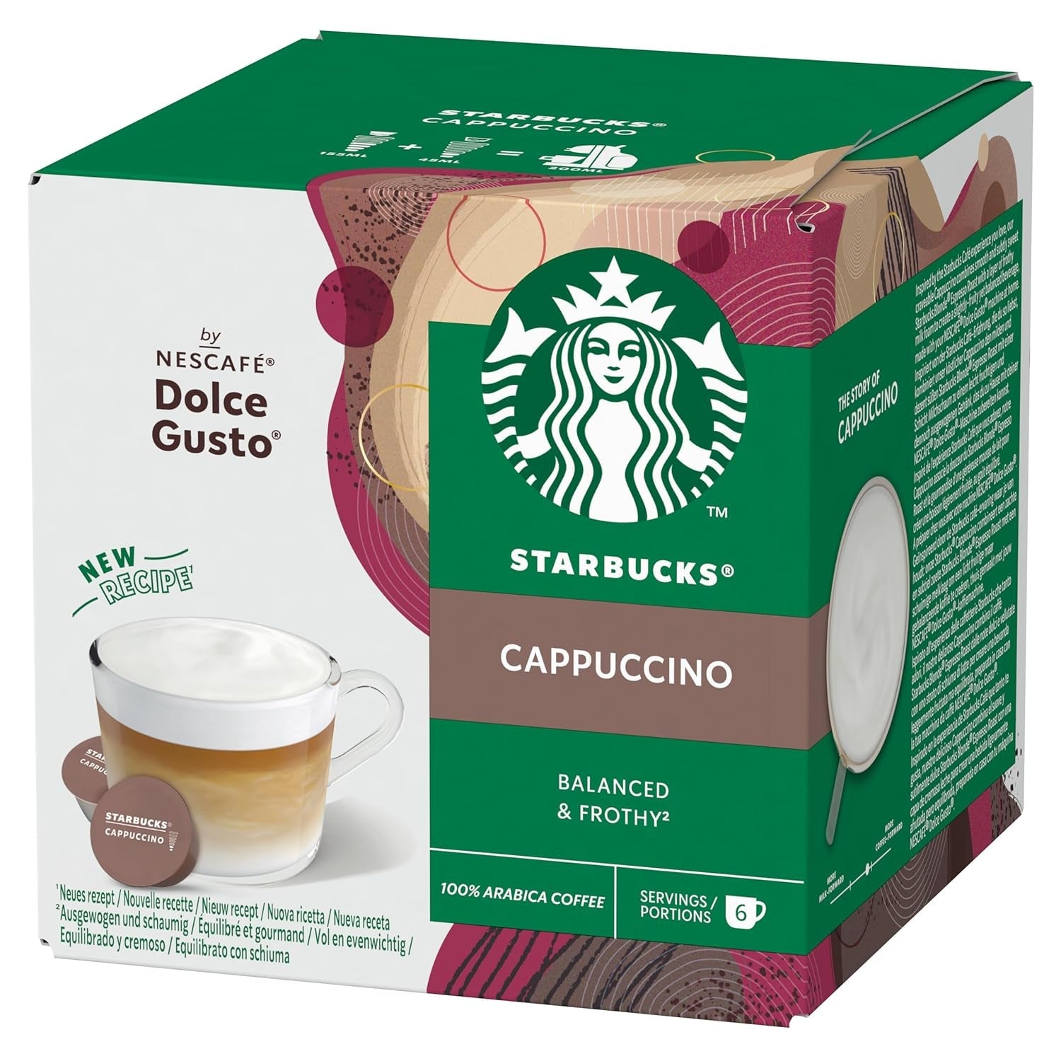 STARBUCKS Cappuccino van Nescafé Dolce Gusto Kaffeekapseln 6 x 12 (72 Kapseln)