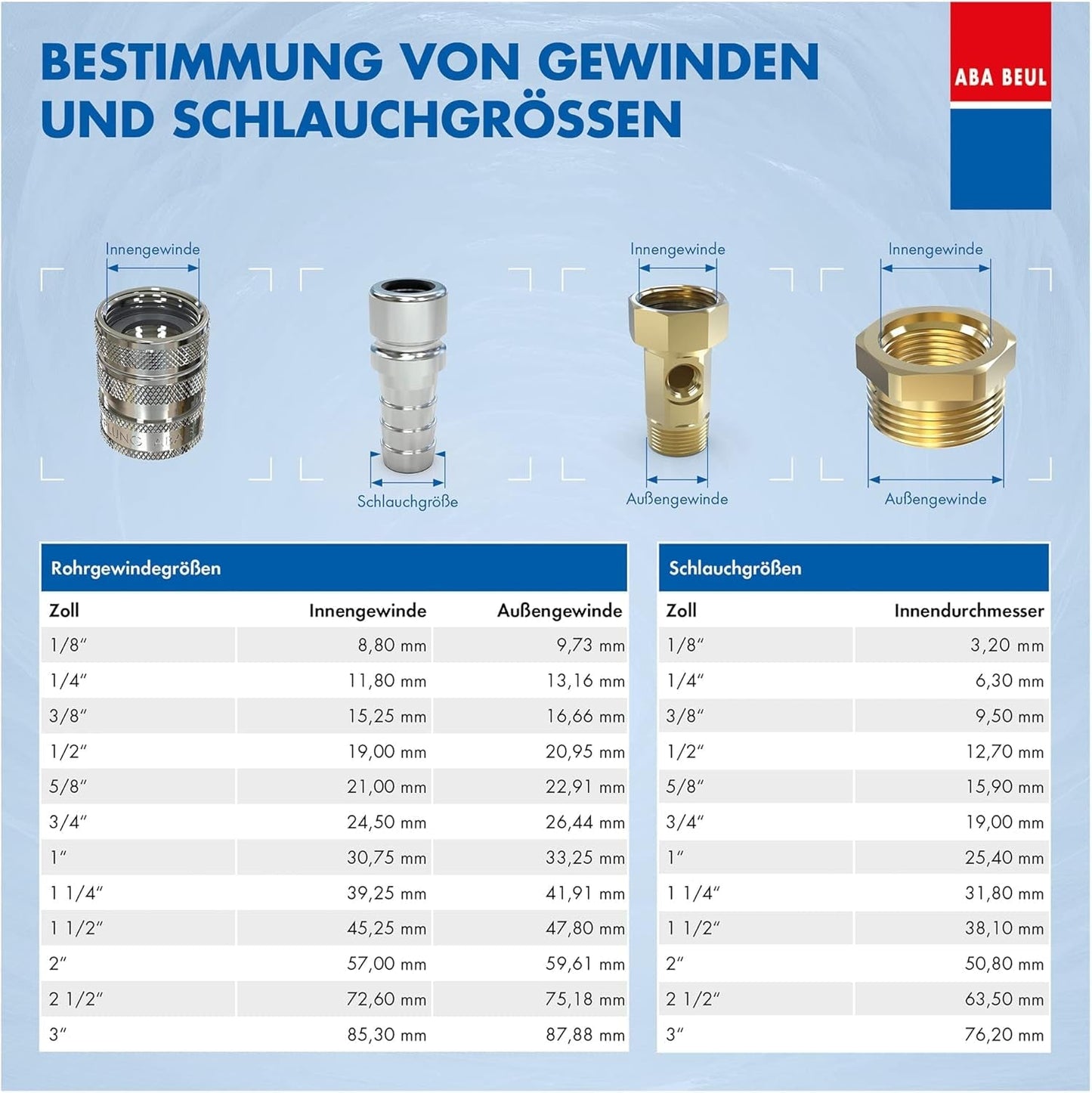 ABA Beul 12015.006.2 Duurzame slangpilaar, messing, 3/4"
