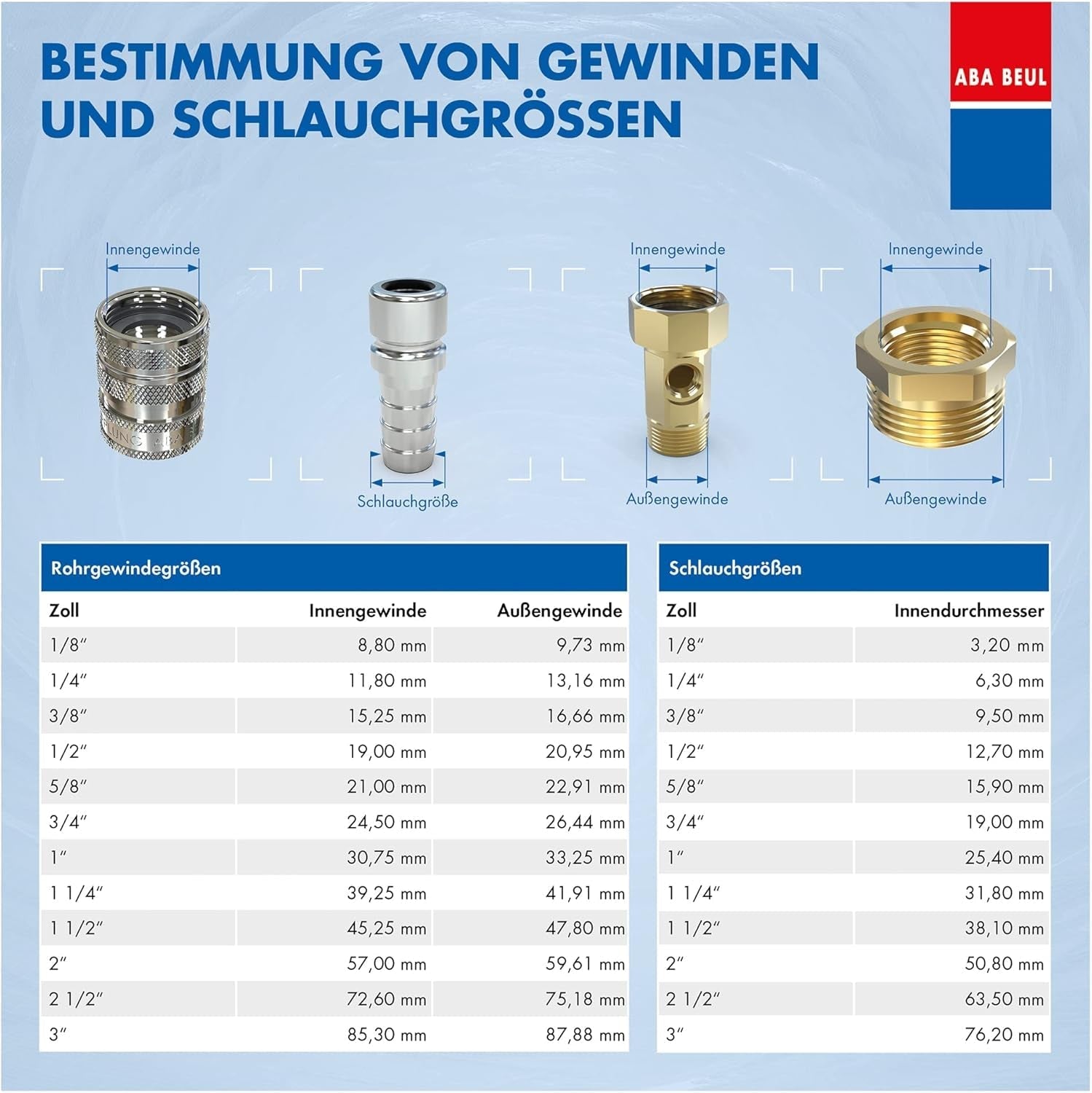 ABA Beul 12015.006.2 Duurzame slangpilaar, messing, 3/4"