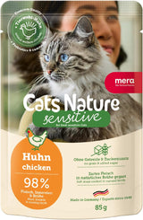 Natvoer voor katten MERA Cats Nature Sensitive met kip 12x85g | Mono-eiwit, suikervrij en graanvrij | Hoog vleesaandeel en licht verteerbaar natvoer voor katten