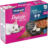 Vitakraft Poésie Délice, Fish Selection, Nassfutter Katze, Katzennassfutter in Sauce, met Seelachs, met Kabeljau, ohne Zusatz von Zucker en Getreide (1 Paket met 6x 85g)