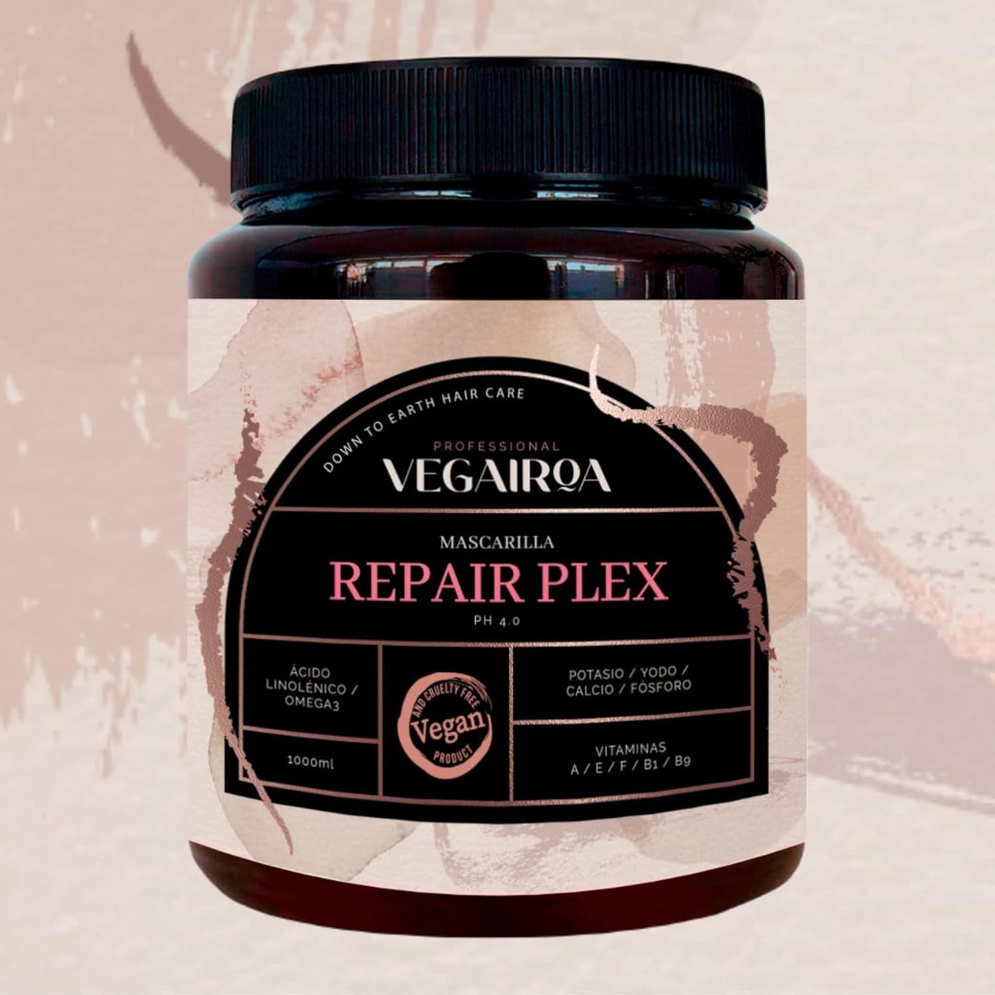 VEGAIROA - Repair Plex Mask - Extreme Repair Mask - Hydraterend en voedend - Frizz Protection - Voor chemisch behandeld haar - Professioneel veganistisch kappersproduct - 1000g Naty Shop Haarmasker