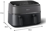 Philips Airfryer Dual Basket 3000 Serie, 9L, 2 manden, 2 borden tegelijk klaar, Rapidair technologie plus hete lucht Apparaten Naty Shop