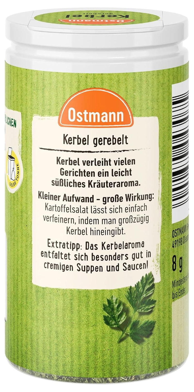 Ostmann Gewürze - Kerbel gerebelt | Kräuternote voor Lammgerichten en handige Eintöpfe | 8 g in Der Streudose