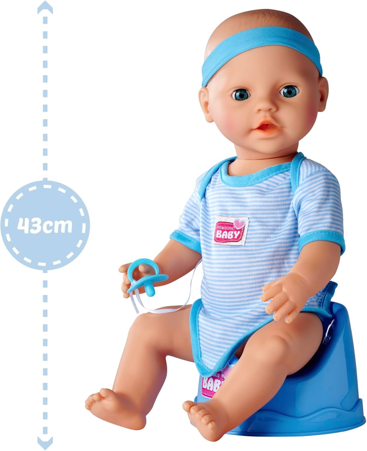 Simba 105030044 - pasgeboren pop - jongen, volledig vinyl pop met slaapogen, drink- en bevochtigingsfunctie en accessoires, 8 stuks, 43 cm, babypop, vanaf 3 jaar