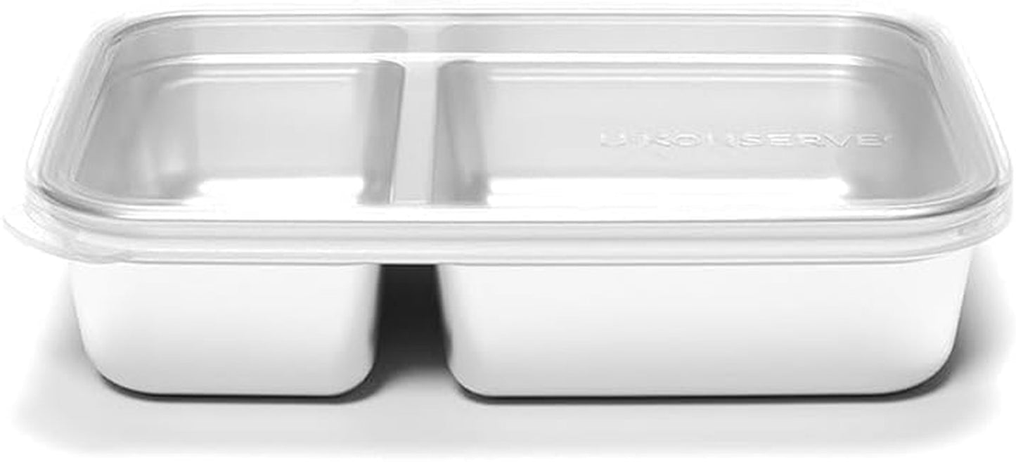 U Konserve - Verdeelde rechthoekige roestvrijstalen voedselcontainer met siliconen deksel - Island Teal - 28oz / 825ml Voedselbewaardozen Naty Shop Clear 28 Oz