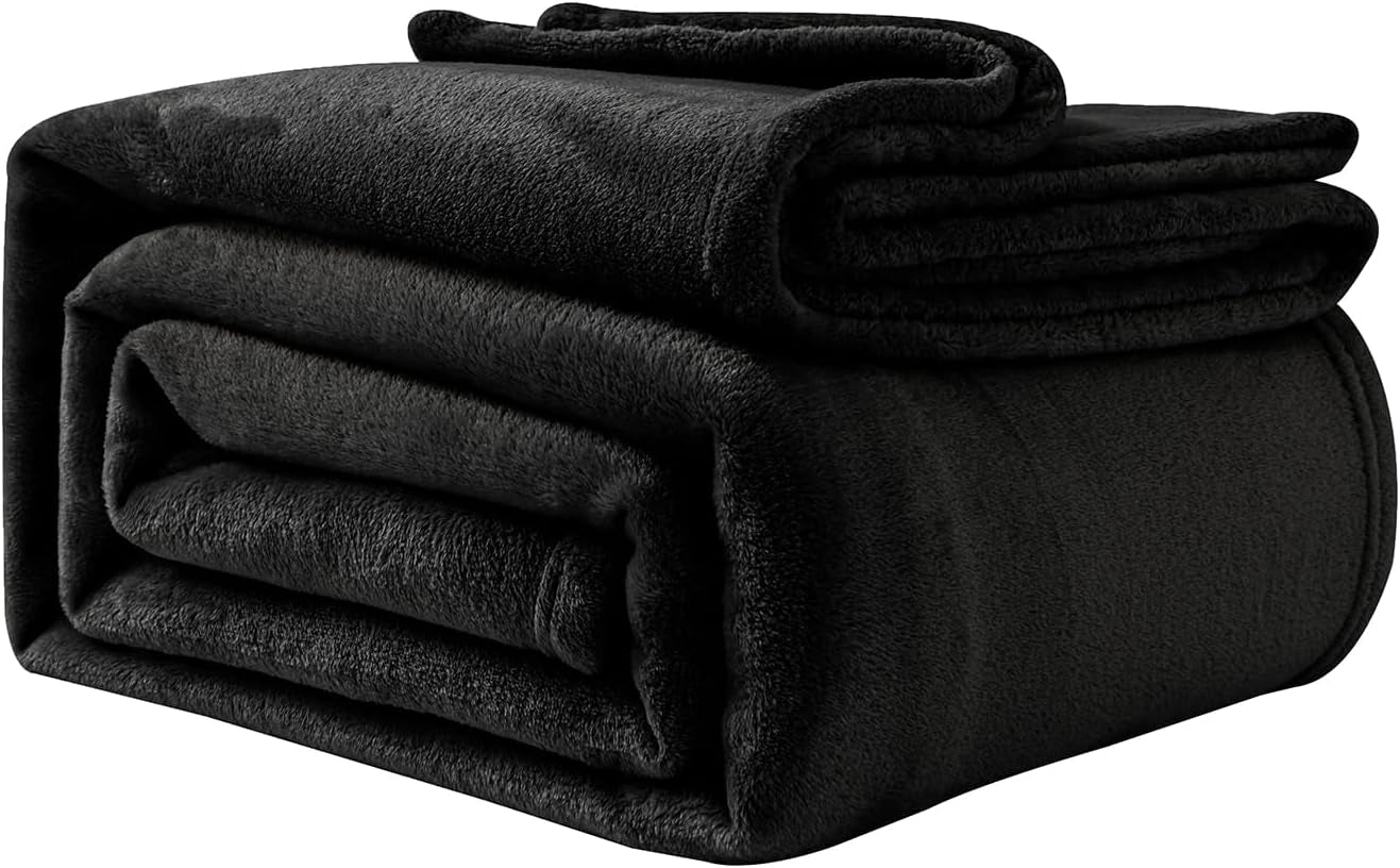 Gezellige deken Pluizige fleecedeken 130 x 150 cm Beddekens Bankdeken Grote zachte dekens en spreien voor volwassenen Bankspreien Warm Machinewasbaar Zwart Good Nite Bedden en hoezen Zwart 130 x 150 cm