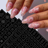 6 vellen airbrush-sjabloon nagelstickers, vlindervlam sterren hart sterren nagelstickers afdrukken stencilgereedschap nagelkunst zelfklevende stickers voor vrouwen nagelkunstontwerpstickers