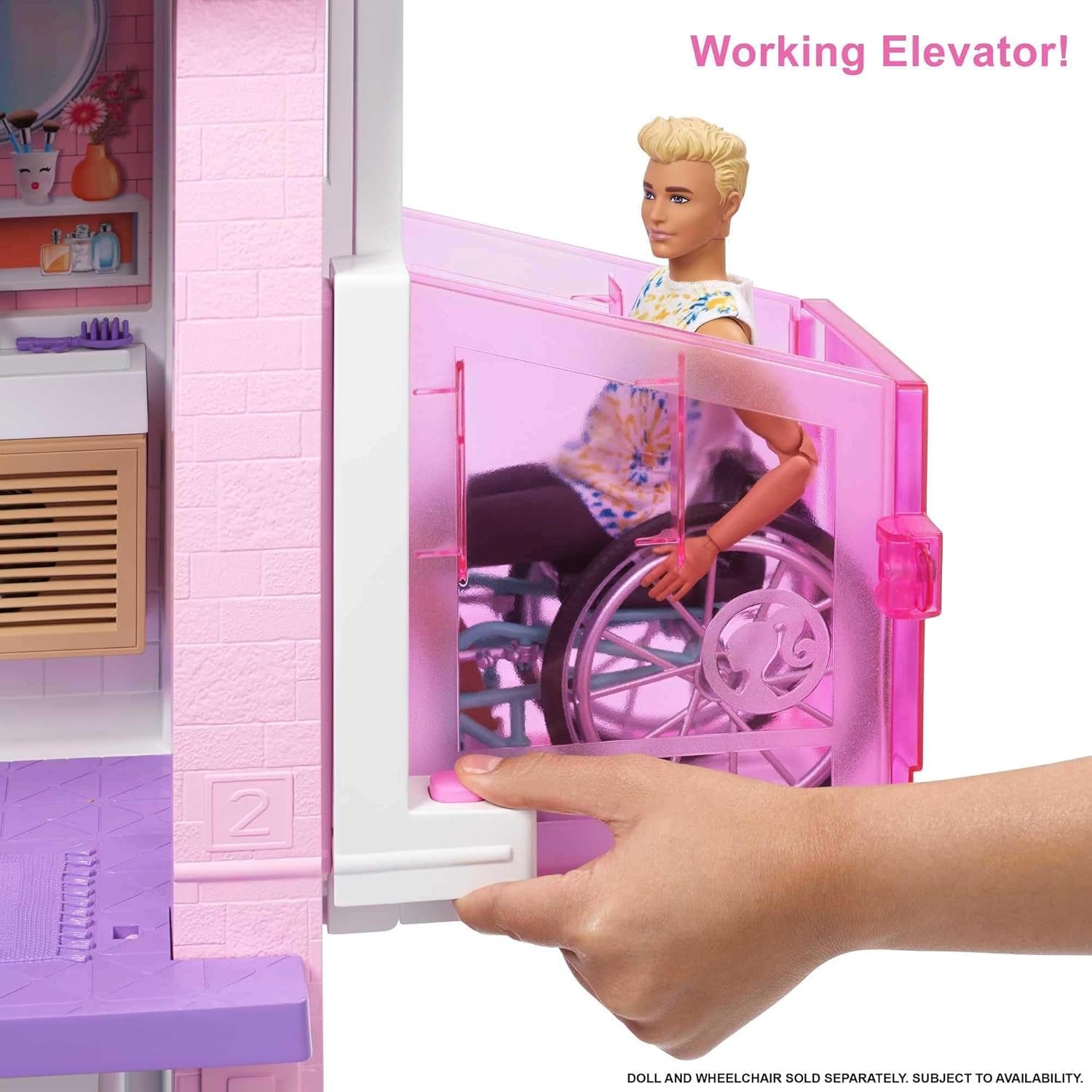 Barbie Droomhuis (114 cm), poppenhuis met 3 verdiepingen, zwembad, glijbaan, rolstoellift, 75 accessoires, poppen, geschikt als cadeau voor kinderen vanaf 3 jaar, GRG93