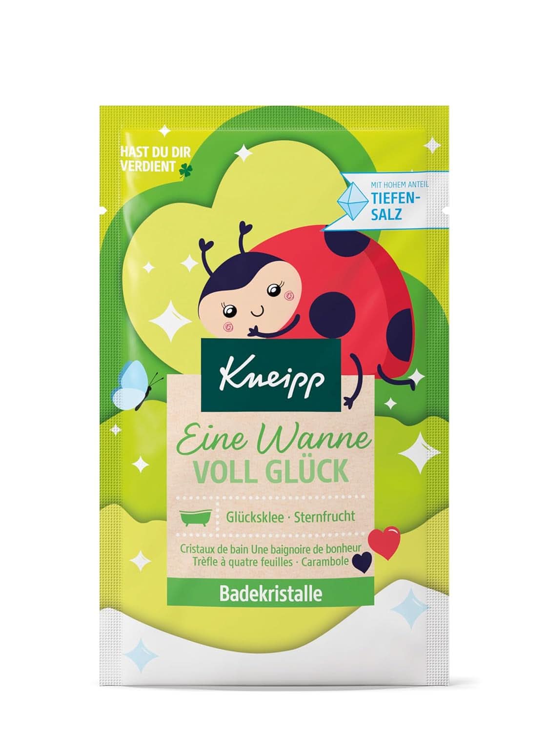 Kneipp, badkristallen, met natuurlijke extracten van sterfruit en geluksklaver, met een hoog gehalte Luisenhaller zout, 60 gram Douche en bad Naty Shop