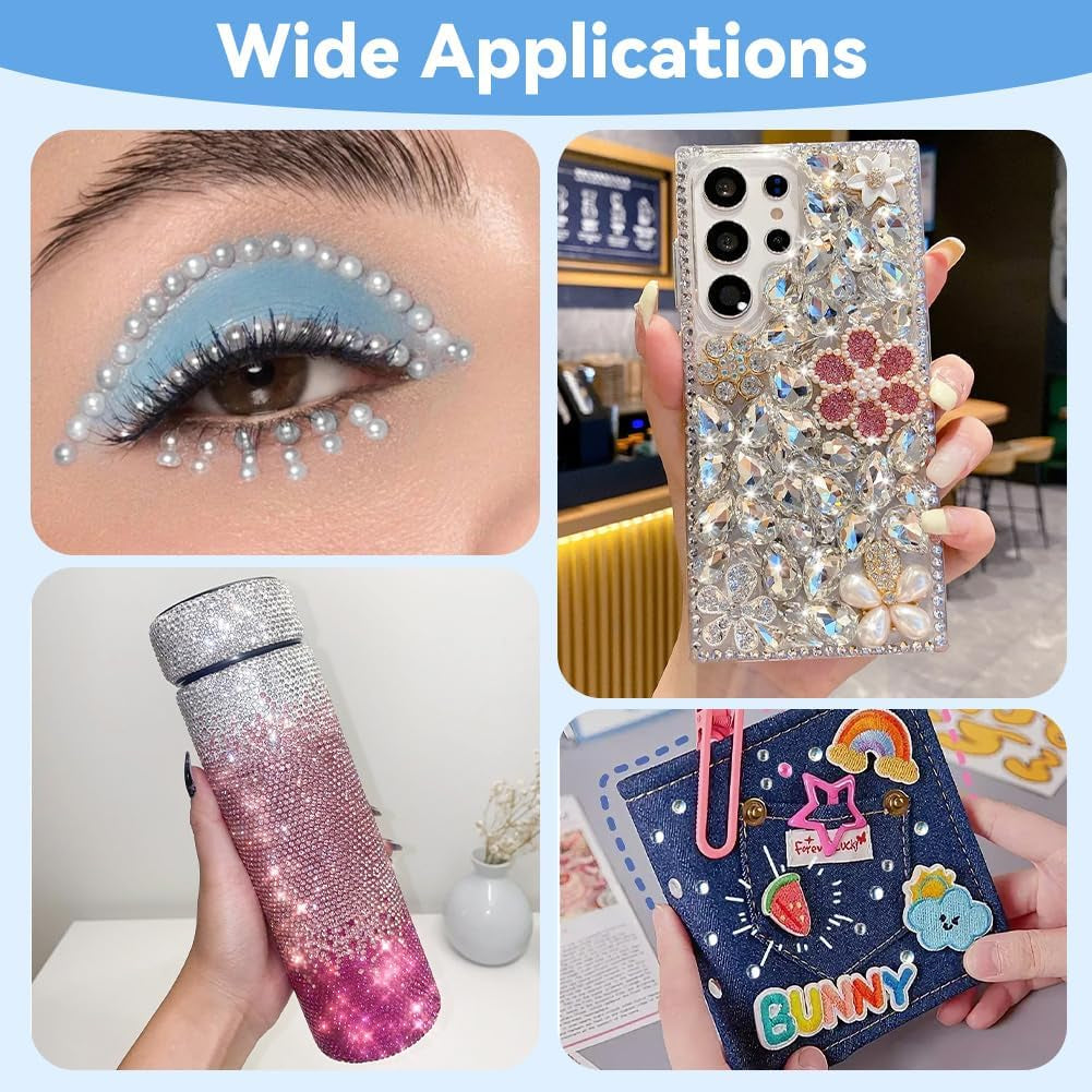 Harz Strasssteine ​​4200 Stuks Strass Kristalle 1Mm-5Mm Gemischte Kinder Bastelsachen Kit Mit Strass Mit Picking Pinzette en Stift Für DIY Nägel Kleidung Kunsthandwerk Gemischt Becher Party (A)