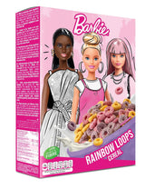 Barbie Rainbow Loops ontbijtgranen, kleurrijke ringen van tarwe, haver en maïs met fruitsmaak voor het perfecte ontbijt, 1 pakje (1 x 350 g)