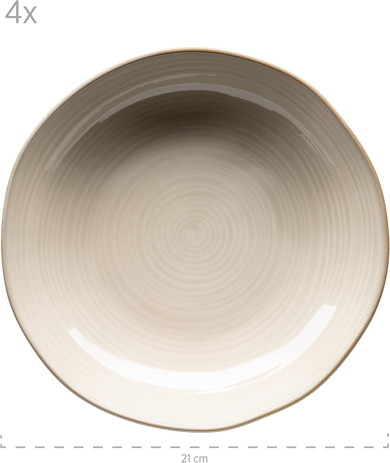 MÄSER 931371 Nottingham Vintage Series serviesset voor 4 personen, 8-delig servies, dinerborden en dinerborden, onregelmatige ronde retro-look, steengoed, beige