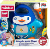 WinFun karaoke-muziekspeler, pinguïn-design, met zwaailichten en echo-effecten, in blauw, speelse stijl, USB-aansluiting Babyspeelgoed Naty Shop
