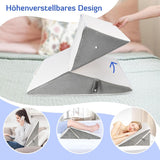 KINDEREN Verstelbaar wigkussen, leeskussen van schuim met hoge dichtheid voor bed en bank, ergonomisch bedwighoofdkussen voor slaaprefluxapneu, beenkussen/rugkussen voor spelen en lezen (wit en grijs)