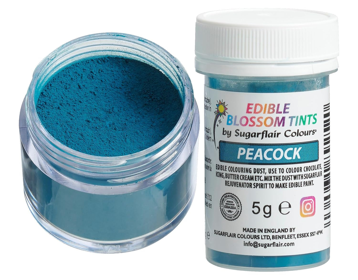 Sugarflair Blossom Tint Dust Peacock Kleurstofpoeder - Kleurstofpoeder voor taartdecoratie, suikerpasta, fondant, glazuur, chocolade, botercrème, macarons en meer - 5G