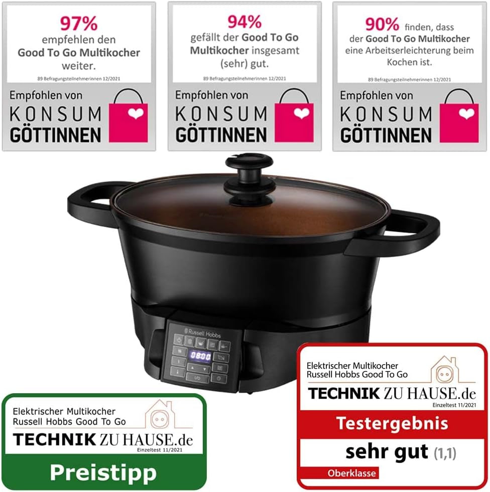 Multicooker Russell Hobbs 6,5L, digitaal display, 8 kookfuncties Slowcooker Naty Shop