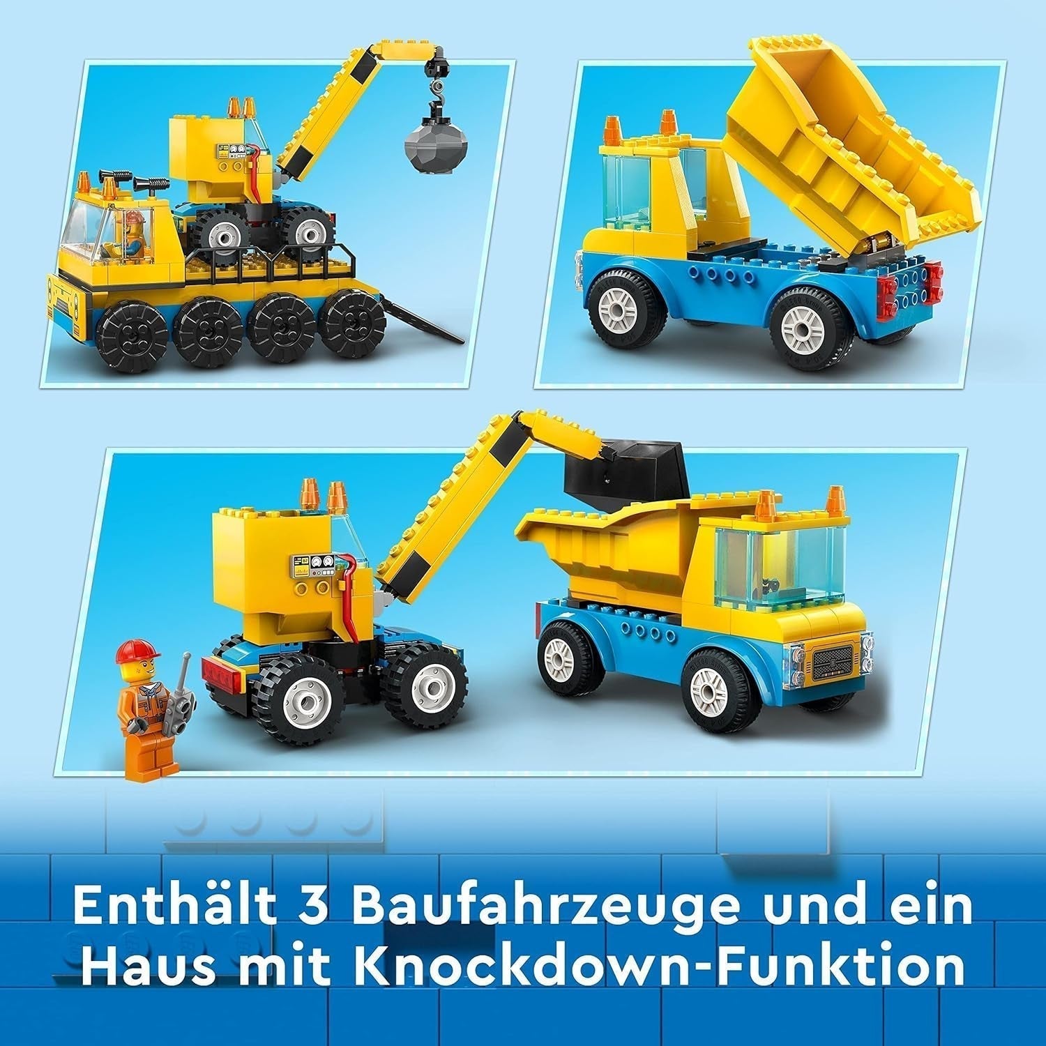LEGO 60391 City-bouwvoertuigen en sloopkogelkraan, graafmachine, dumptruck en speelgoedtransportvoertuigen, educatief speelgoed voor kinderen vanaf 4 jaar Bouwsets Bekijk de LEGO-Store