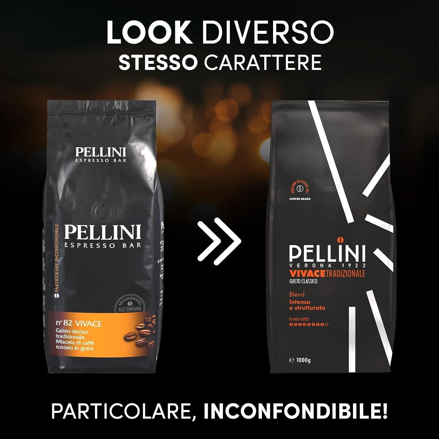 Pellini N.82 Vivace, Kaffeebohnen für Espresso 1 kg, Arabica- en Robusta-Mischung mit Kräftigem en Ausgefungem Gesmack, Mittlere Röstung