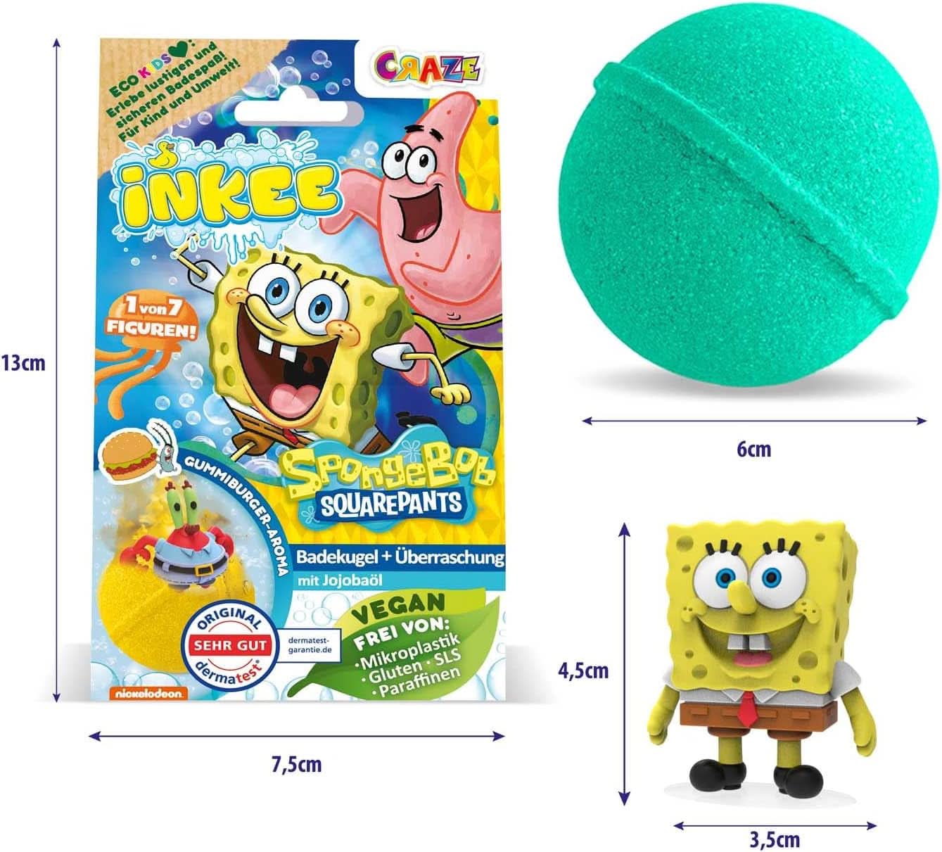 INKEE Spongebob Surprise Kids Bath Bomb Spongebob Squarepants verzamelobject 80 gram Naty Shop