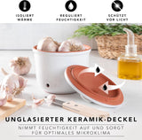 Römertopf Vershoudpot MINI 0,6 liter - Keramische knoflookpot - Ademende klei houdt groenten langer vers - Ideale luchtcirculatie - Wit Voedselbewaardozen Naty Shop