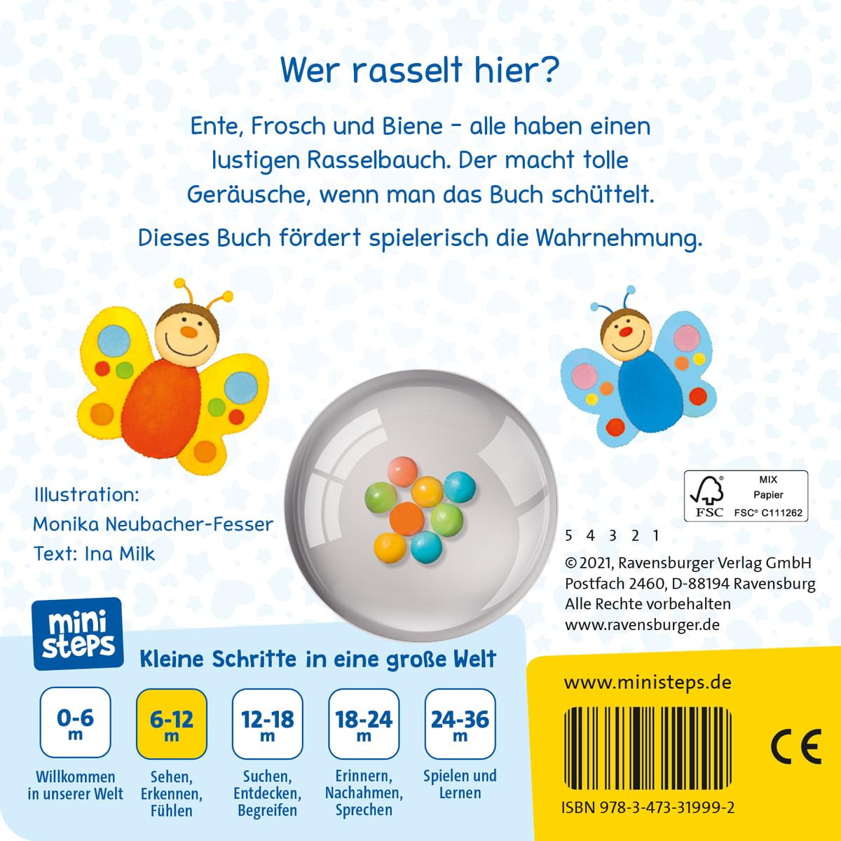 Mijn kleurrijke dieren met bellen Ri-Ra - boek met bellen voor baby's vanaf 6 maanden, kinderboek, speelboek: vanaf 6 maanden Jucarii Bebe Naty Shop