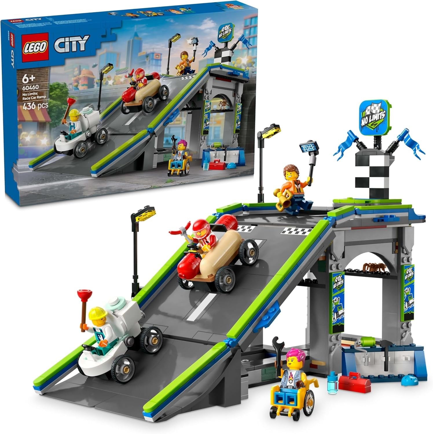 LEGO City No Limits: Zeepkistenrace met helling - Bouwspeelgoed voor jongens en meisjes vanaf 6 jaar - Set met 2 zeepdozen en 4 Racer minifiguren - Cadeau-idee voor kinderen 60460 Bouwsets Besuche den LEGO-Store Standaard titel