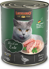LEONARDO Natvoer [6x800g Eend] | Graanvrij natvoer voor katten | Compleet nat ingeblikt voedsel
