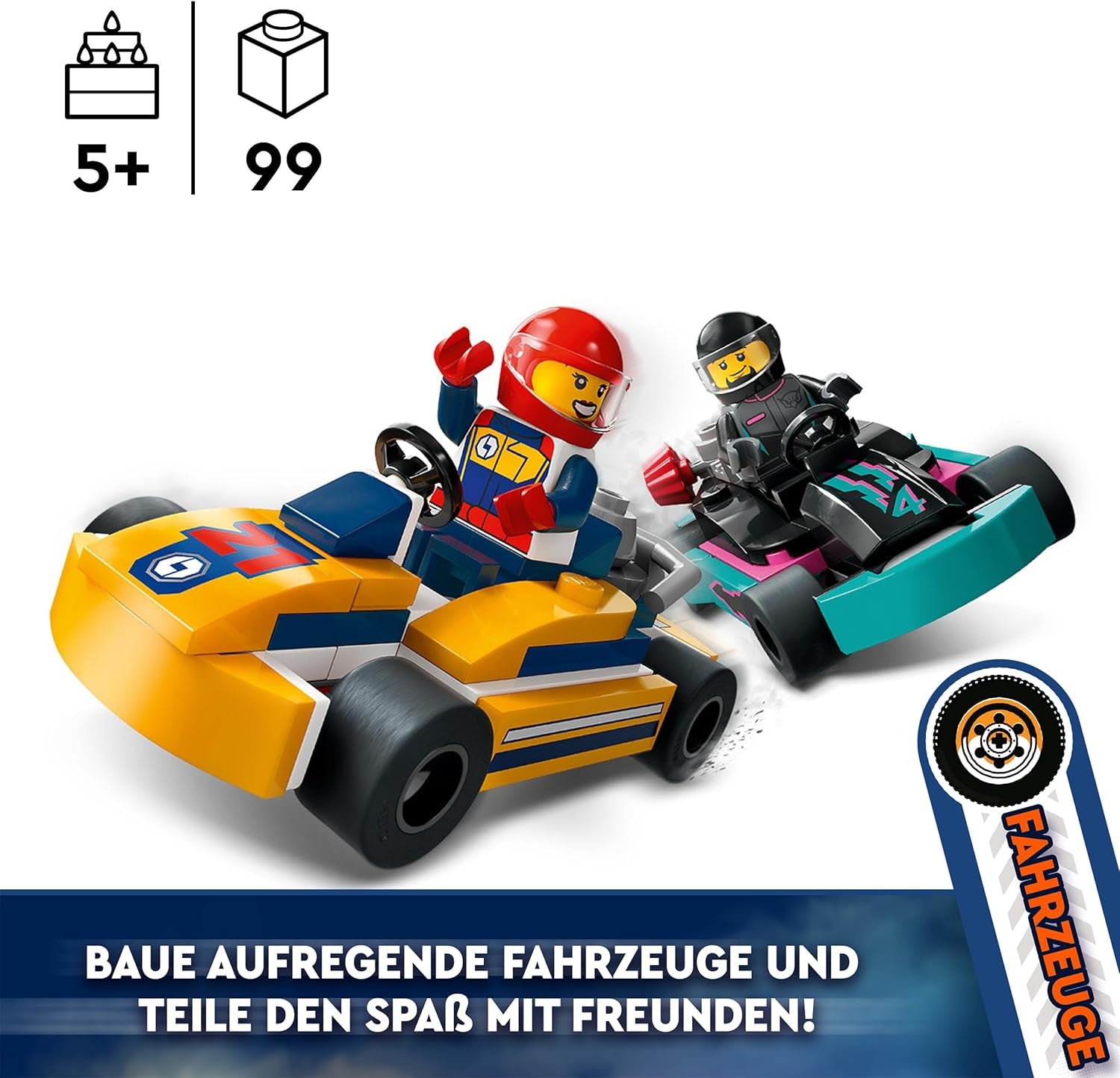 LEGO City Skelters met chauffeurs, set van 2 minifiguren, chauffeurs en raceauto's, speelgoedauto's voor jongens en meisjes van 5 jaar oud, leuk cadeau voor kinderen 60400 Bouwsets Besuche in LEGO-Store