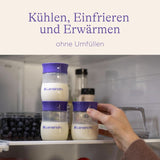 Lansinoh Muttermilchflaschen, 4 X 160 Ml - Zur Sicheren Muttermilch Austellungen - Neues Kompaktes Design Für Verbesserte Stabilität - Mit Stapelbarem Deckel Accessoires Voeding en borstvoeding Bebe Naty Shop