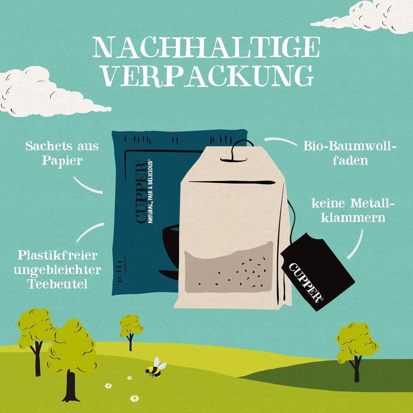Cupper biologische theecadeauset, 6 assortiment kruiden- en fruitthee voor de hele dag, theeservies, geschenkdoos, geselecteerde biologische theecollectie (1 doos, 78 theezakjes)