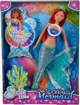 Simba 105733656 - Steffi Love sprankelende zeemeerminpop (39 cm) - Gloeiende zeemeermin van kleur veranderende lichtgevende regenboog, waterdicht speelgoed voor kinderen vanaf 3 jaar