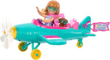 Barbie Chelsea Vliegtuigpop en speelset - Pilotenpop, vliegtuig, handvat en verhaalaccessoires, wielen en propellers met bloemenpoot, vanaf 3 jaar, HTK38 Naty Shop Dolls Standaardtitel